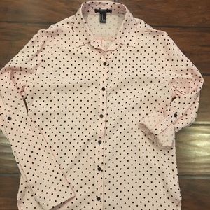 Forever 21 button front light pink shirt Med